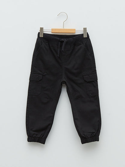 Basic Cotton Baby Boy Trousers with Elastic Waist