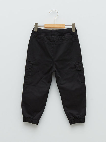 Basic Cotton Baby Boy Trousers with Elastic Waist