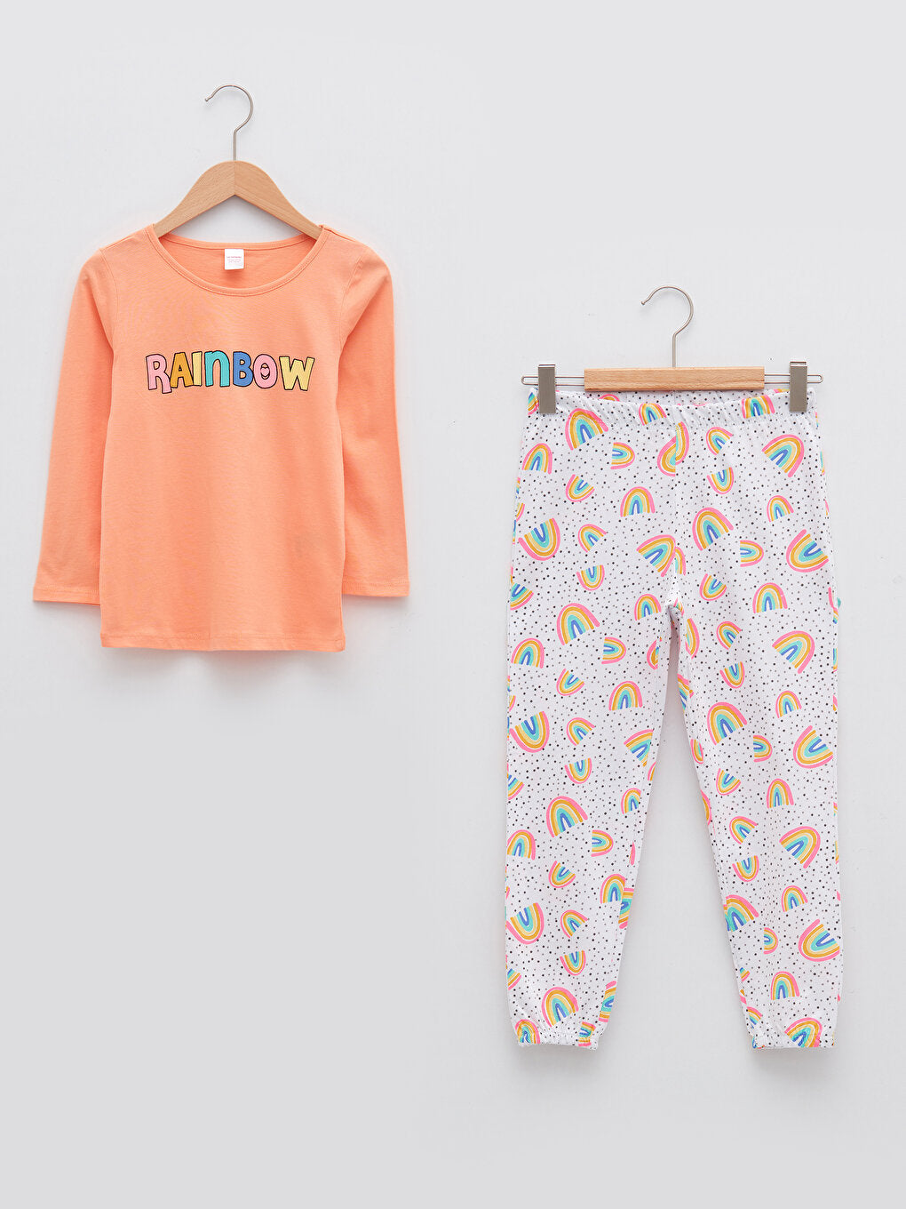 Crew Neck Printed Long Sleeve Girl's Pajama Set