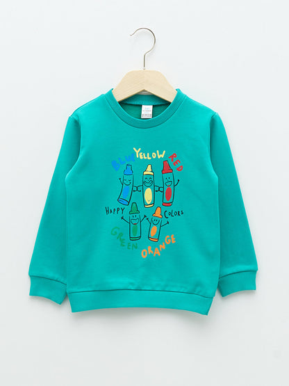 Crew Neck Long Sleeve Printed Baby Boy Sweatshirt 2-pack