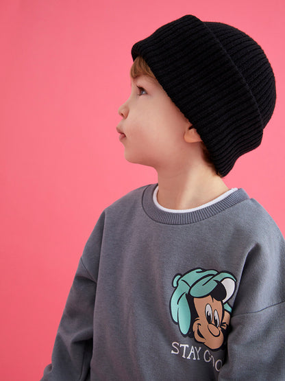 Crew Neck Long Sleeve Nostalgic Monkey Printed Baby Boy Sweatshirt