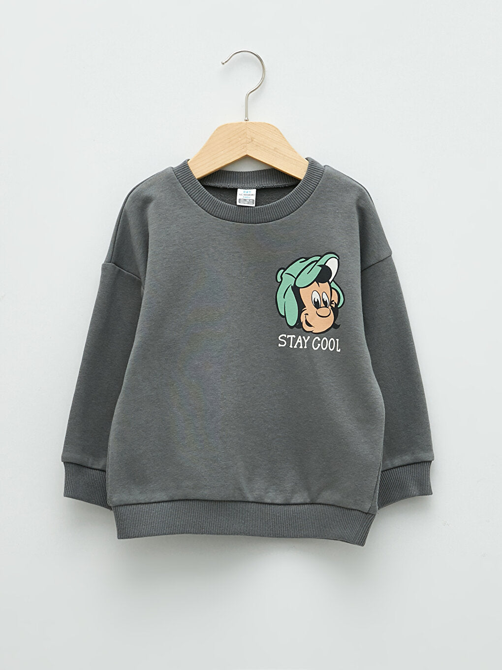 Crew Neck Long Sleeve Nostalgic Monkey Printed Baby Boy Sweatshirt