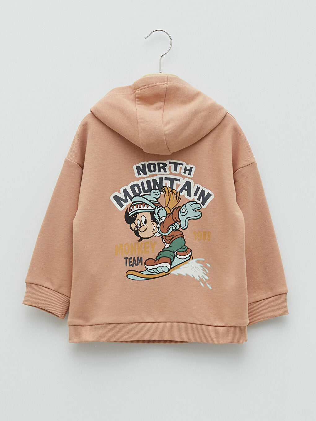 Hooded Long Sleeve Nostalgic Monkey Printed Baby Boy Sweatshirt