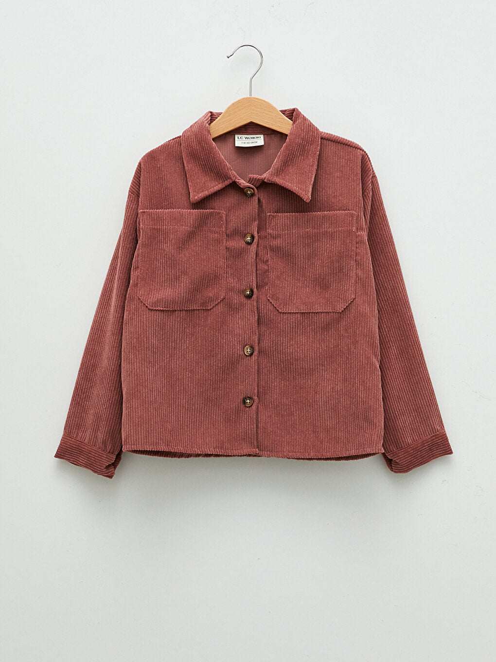 Basic Long Sleeve Velvet Girls' Shirt Jacket