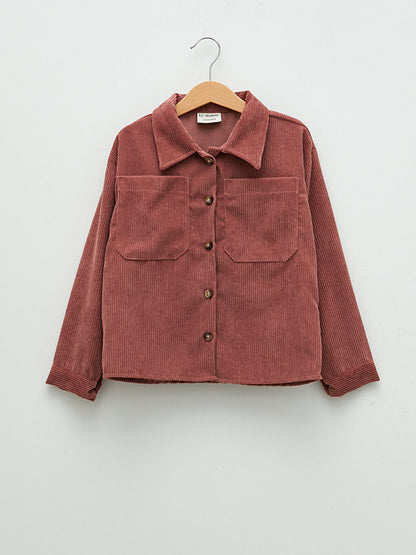 Basic Long Sleeve Velvet Girls' Shirt Jacket