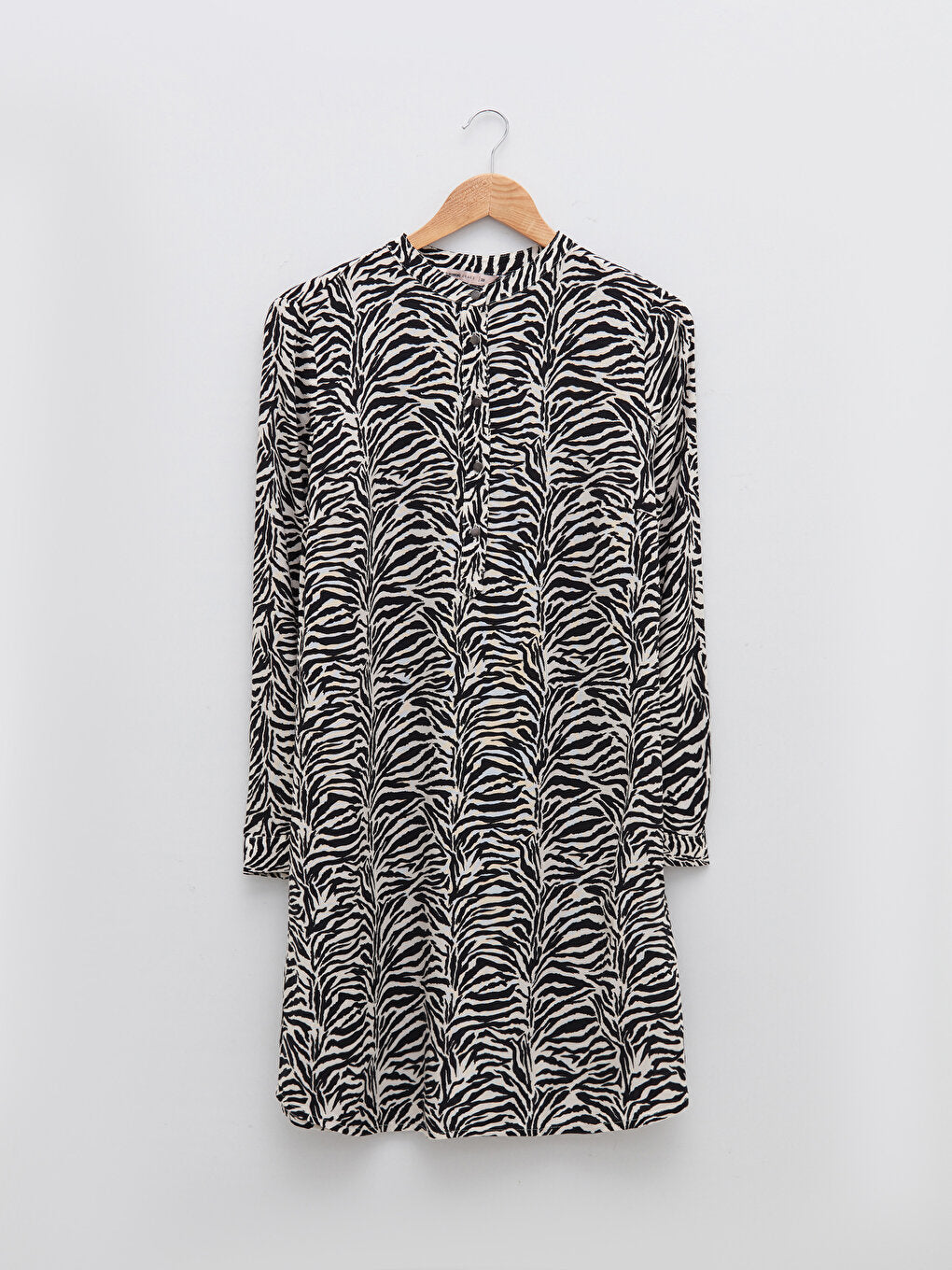 Judge Collar Patterned Long Sleeve Viscose Women's Tunic