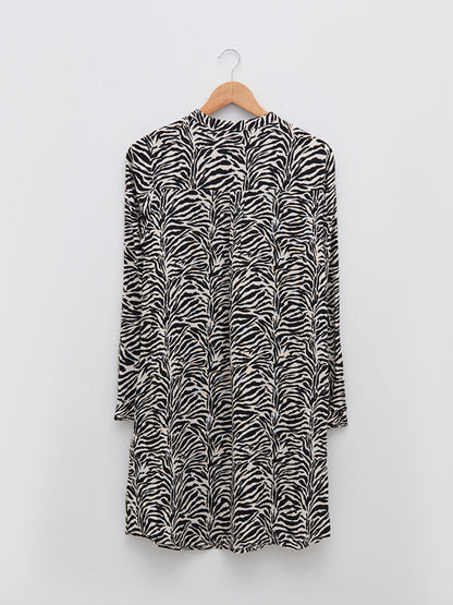 Judge Collar Patterned Long Sleeve Viscose Women's Tunic