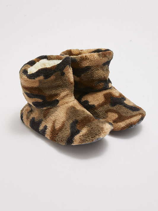 Patterned Plush Boy's Home Boots