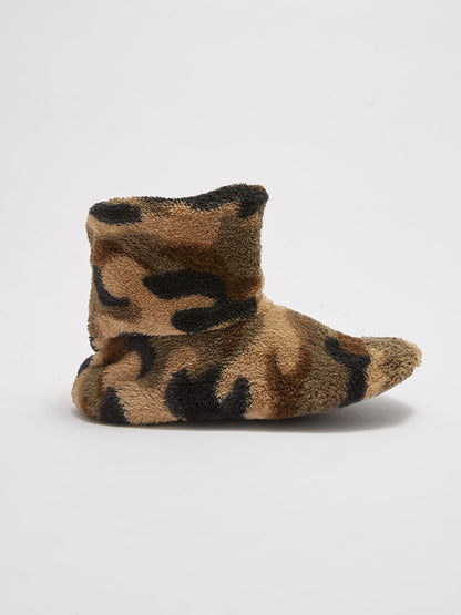 Patterned Plush Boy's Home Boots