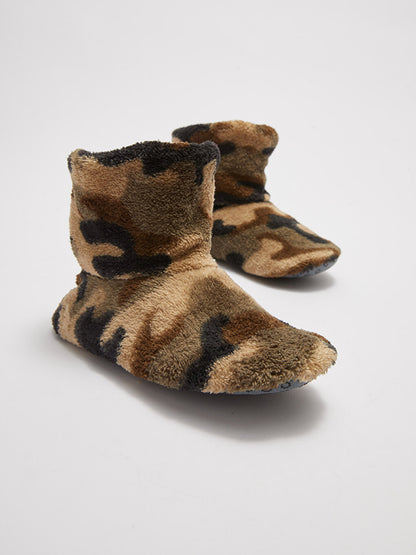 Patterned Plush Boy's Home Boots