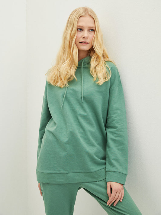 Hooded Plain Long Sleeve Women's Sweatshirt