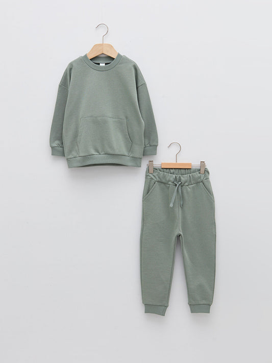 Crew Neck Long Sleeve Baby Boy Sweatshirt and Trousers 2-Piece Set