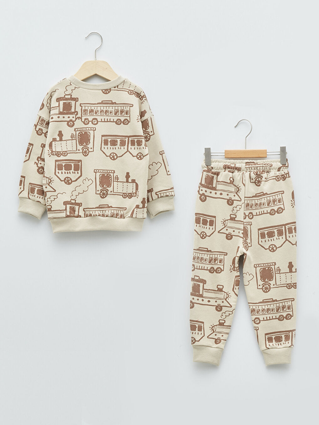 Crew Neck Long Sleeve Printed Baby Boy Sweatshirt and Trousers 2-Piece Set