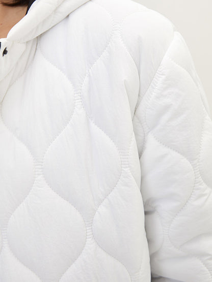 Hooded Quilted Patterned Long Sleeve Women's Puffer Coat