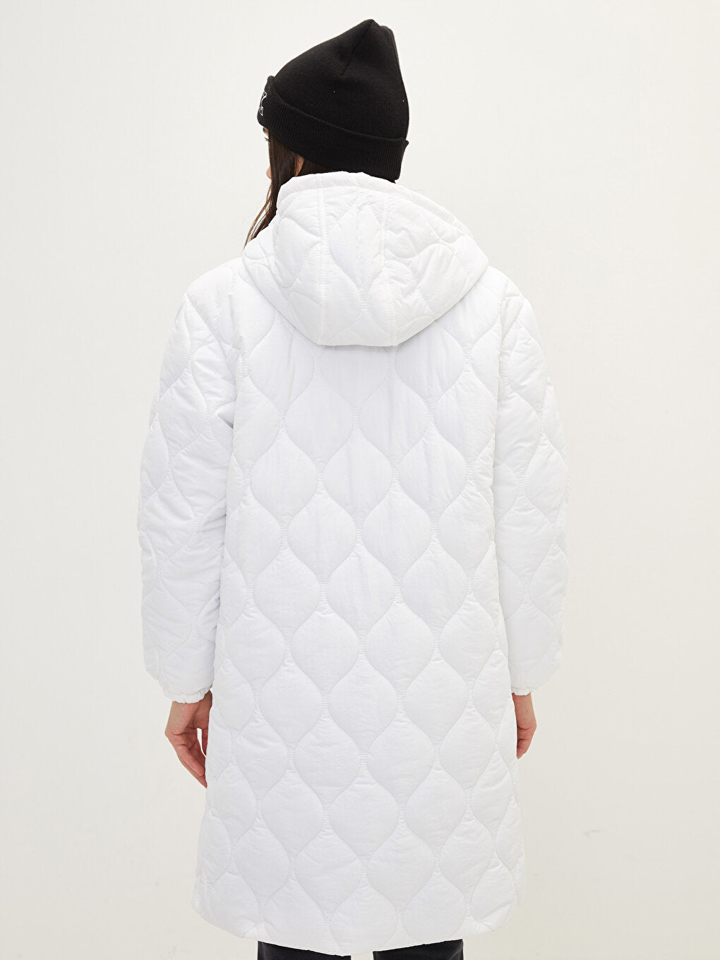 Hooded Quilted Patterned Long Sleeve Women's Puffer Coat