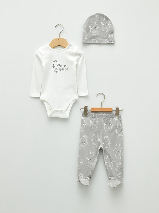 Crew Neck Long Sleeve Printed Baby Boy 3-Piece Set