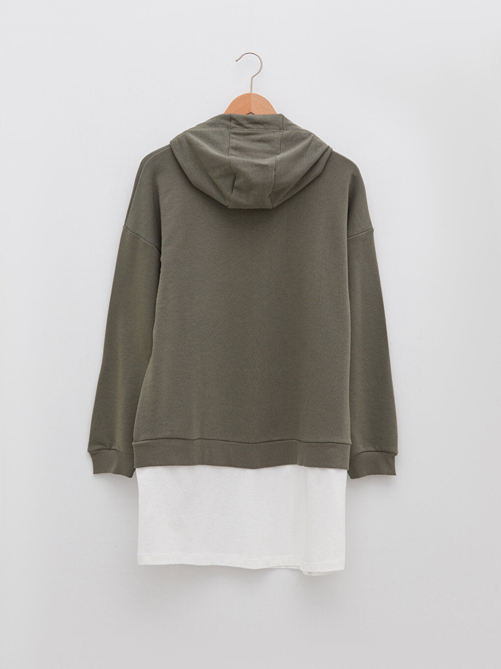 Hooded Plain Long Sleeve Oversize Women's Sweatshirt Tunic