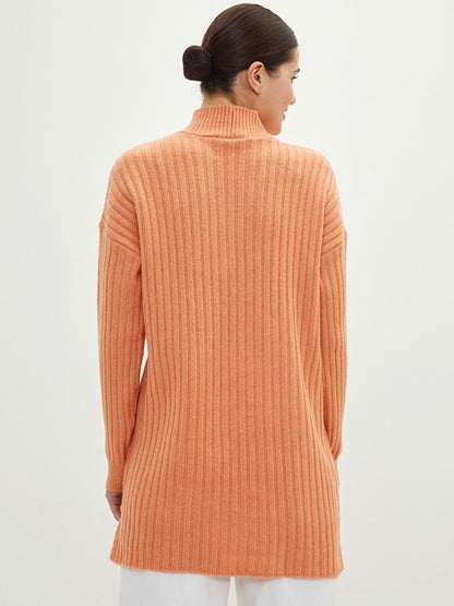 Half Turtleneck Plain Long Sleeve Women's Knitwear Tunic