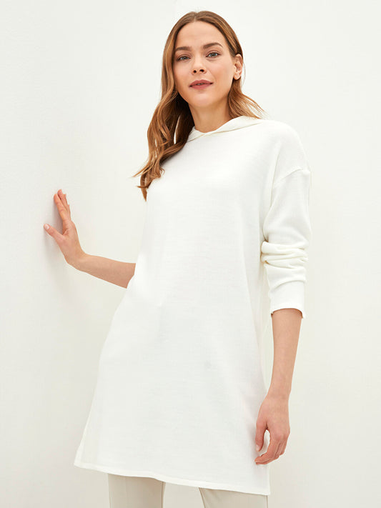 Hooded Plain Long Sleeve Women's Knitwear Tunic