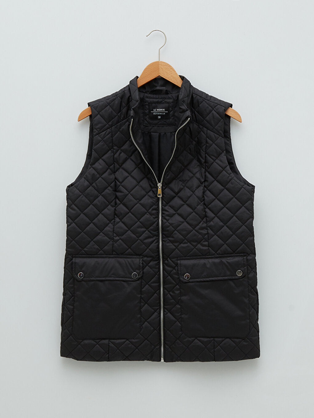 High Collar Quilted Patterned Women's Puffer Vest