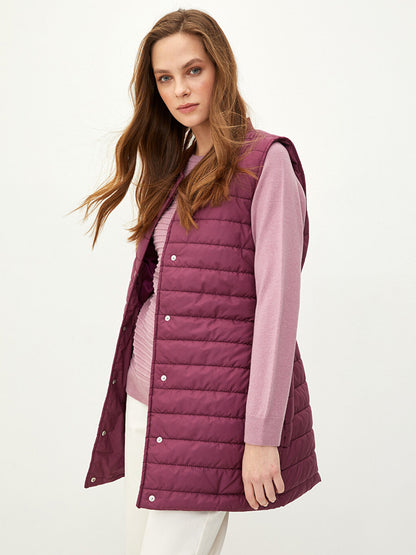 Women's High Collar Plain Puffer Vest