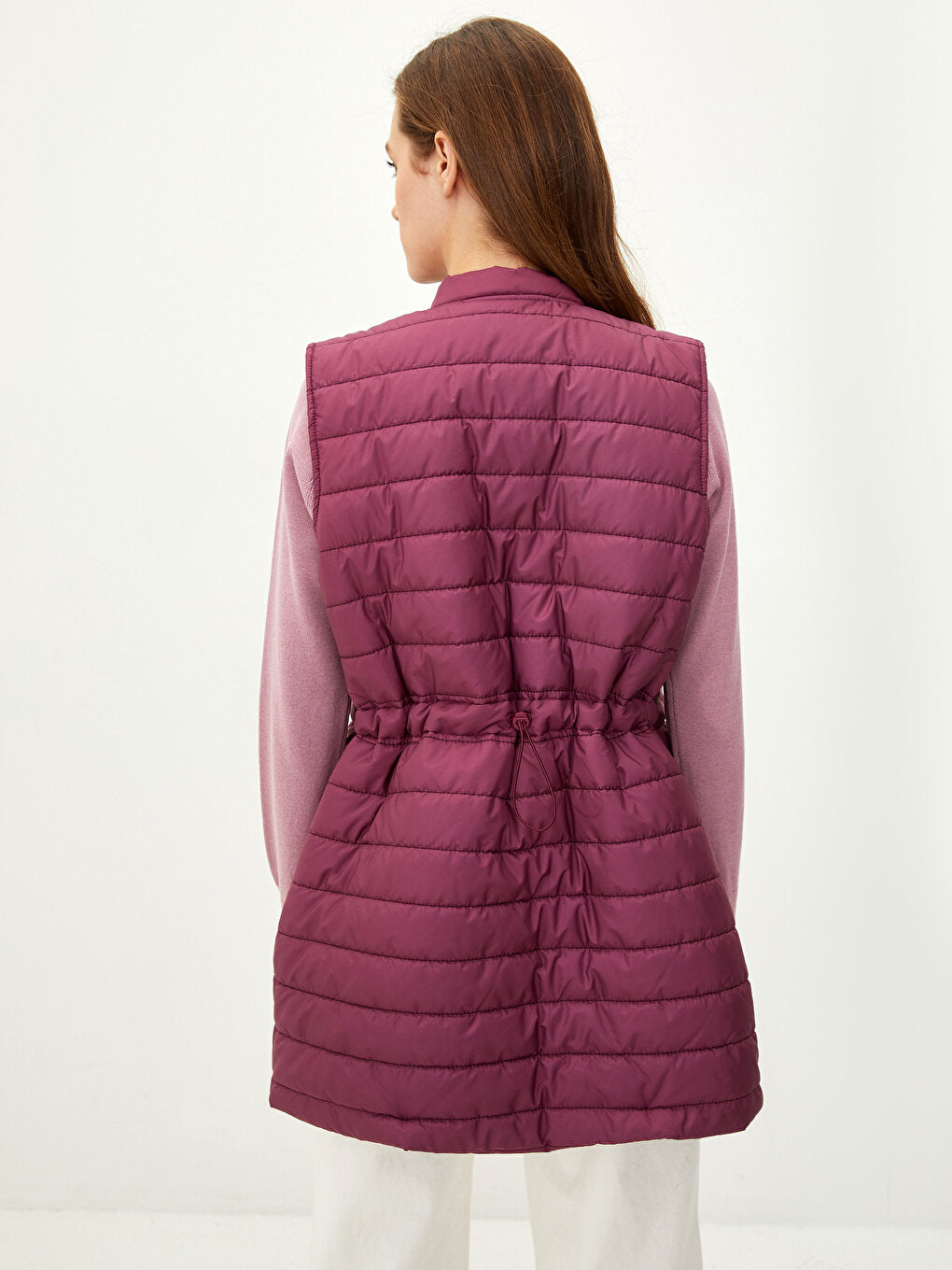 Women's High Collar Plain Puffer Vest