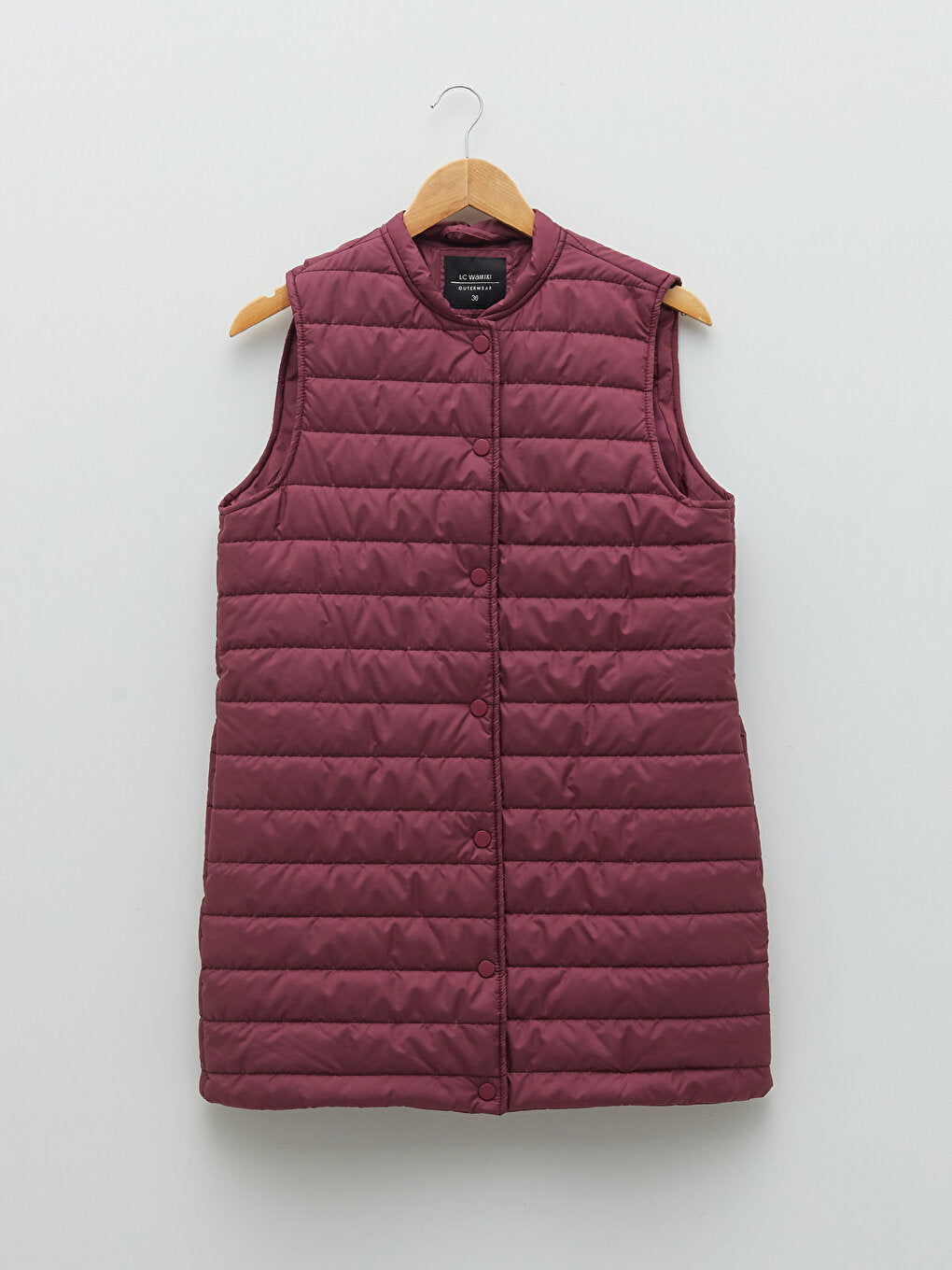 Women's High Collar Plain Puffer Vest