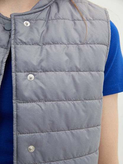 Women's High Collar Plain Puffer Vest