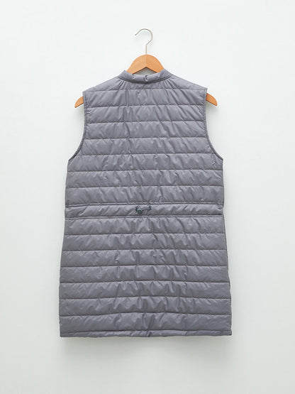 Women's High Collar Plain Puffer Vest