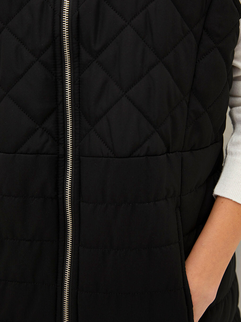 High Collar Quilted Patterned Women's Puffer Vest