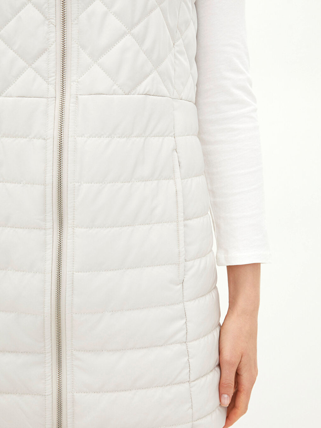 High Collar Quilted Patterned Women's Puffer Vest