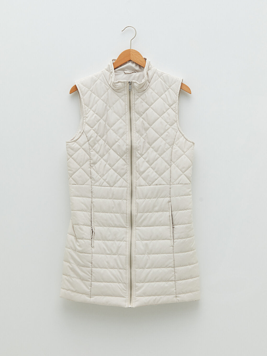 High Collar Quilted Patterned Women's Puffer Vest