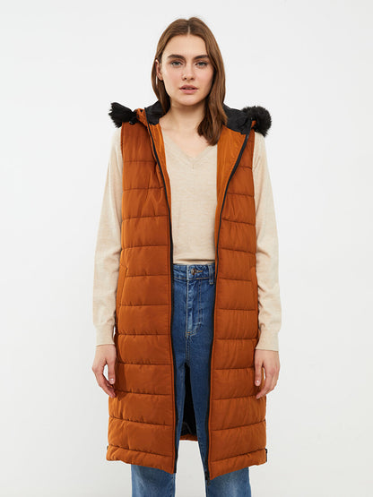 Women's Hooded Plain Puffer Vest