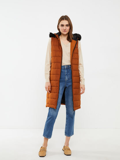 Women's Hooded Plain Puffer Vest