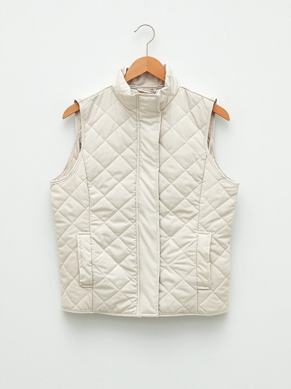 High Collar Quilted Patterned Women's Puffer Vest