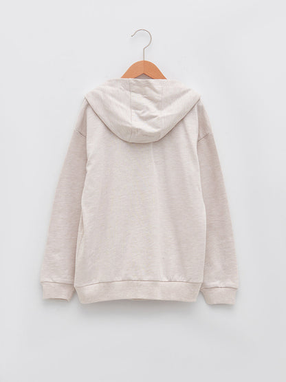 Hooded Printed Long Sleeve Girl's Sweatshirt