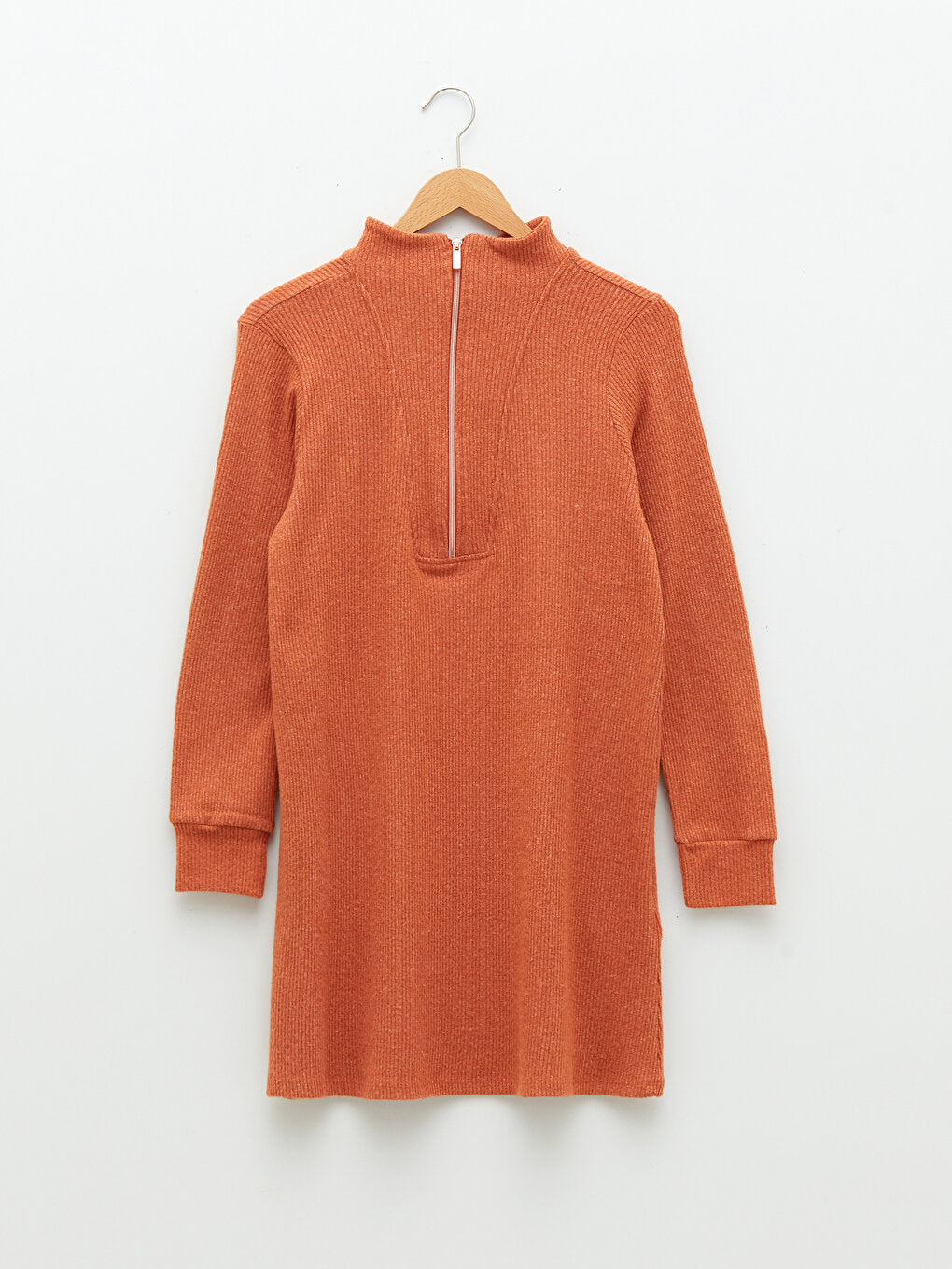 High Collar Plain Long Sleeve Women's Tunic