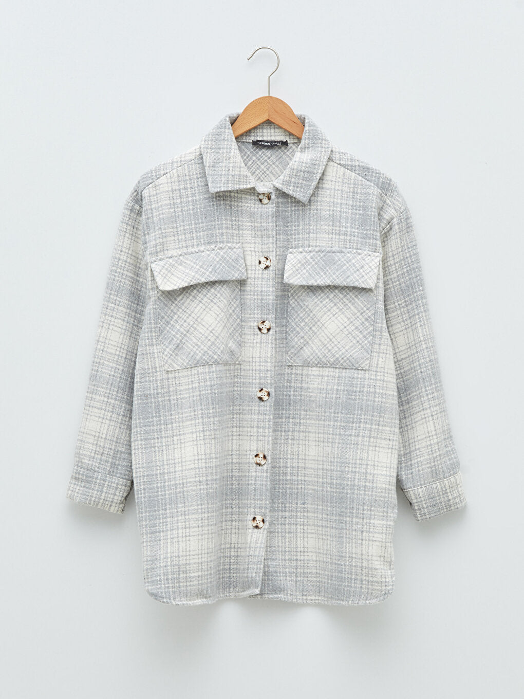 Plaid Long Sleeve Gabardine Women's Shirt Tunic