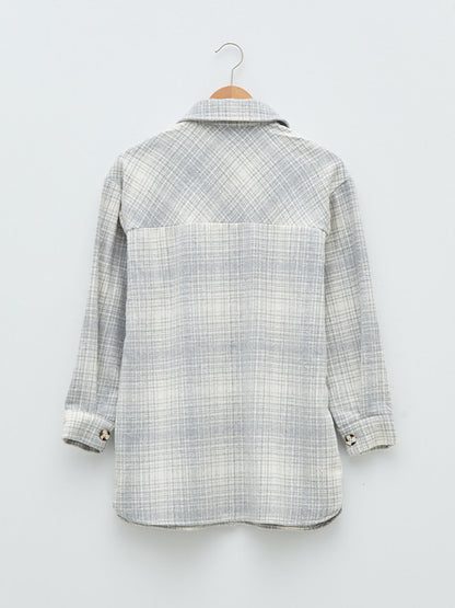 Plaid Long Sleeve Gabardine Women's Shirt Tunic