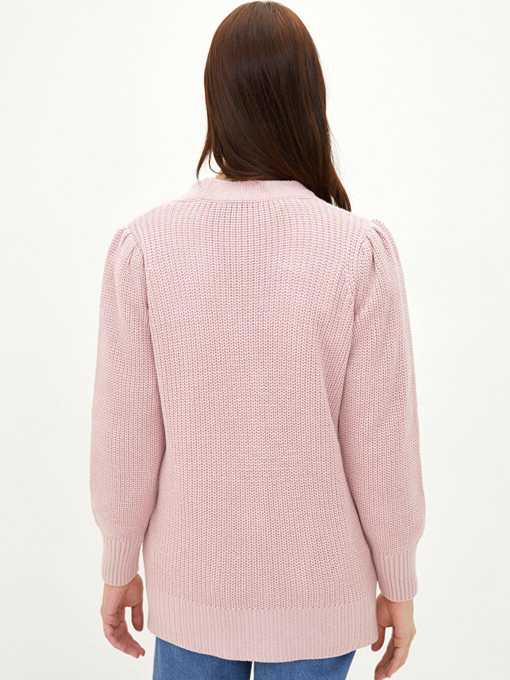 V-Neck Plain Long Sleeve Women's Knitwear Cardigan