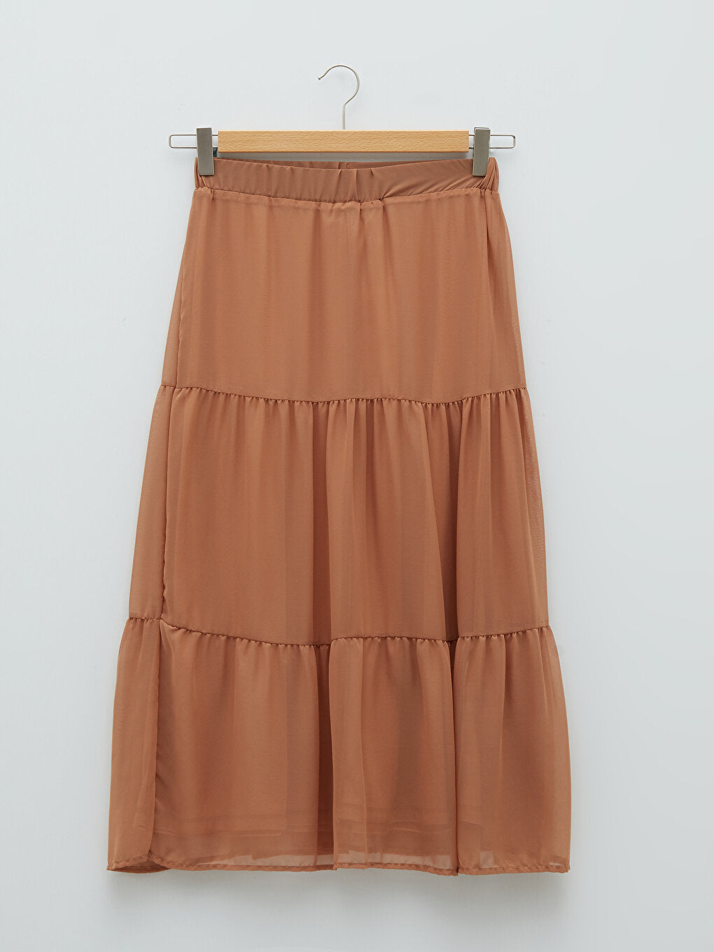 Plain Chiffon Women's Flared Skirt with Elastic Waist