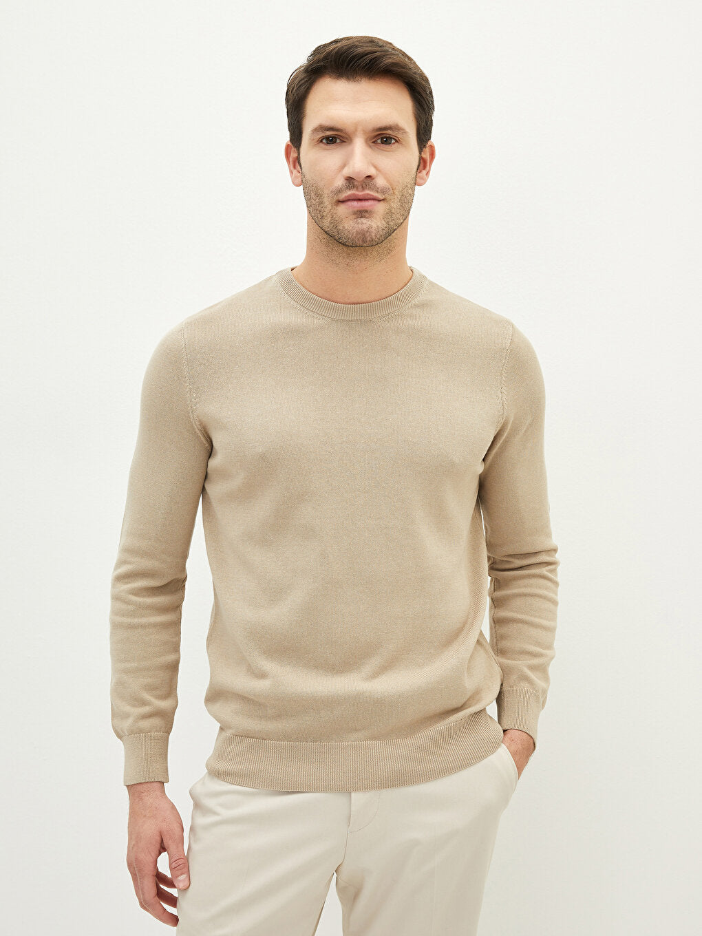 Crew Neck Long Sleeve Men's Knitwear Sweater