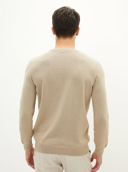 Crew Neck Long Sleeve Men's Knitwear Sweater