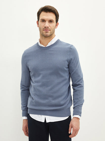 Crew Neck Long Sleeve Men's Knitwear Sweater