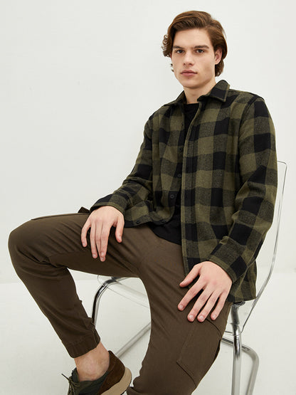 Regular Fit Long Sleeve Plaid Men's Lumberjack Shirt Jacket