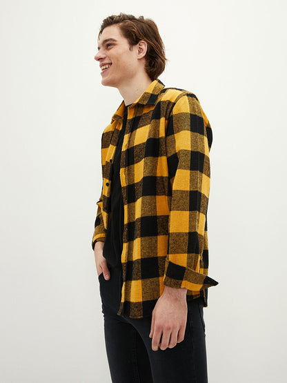 Regular Fit Long Sleeve Plaid Men's Lumberjack Shirt Jacket