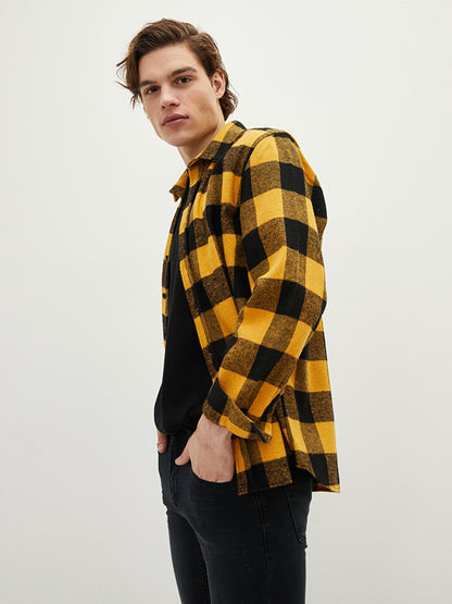 Regular Fit Long Sleeve Plaid Men's Lumberjack Shirt Jacket