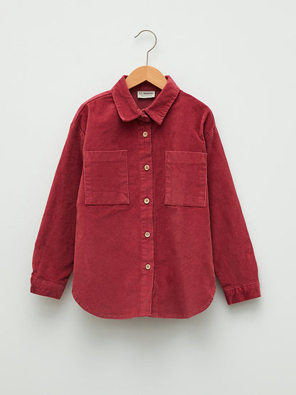 Basic Long Sleeve Velvet Girls' Shirt Jacket