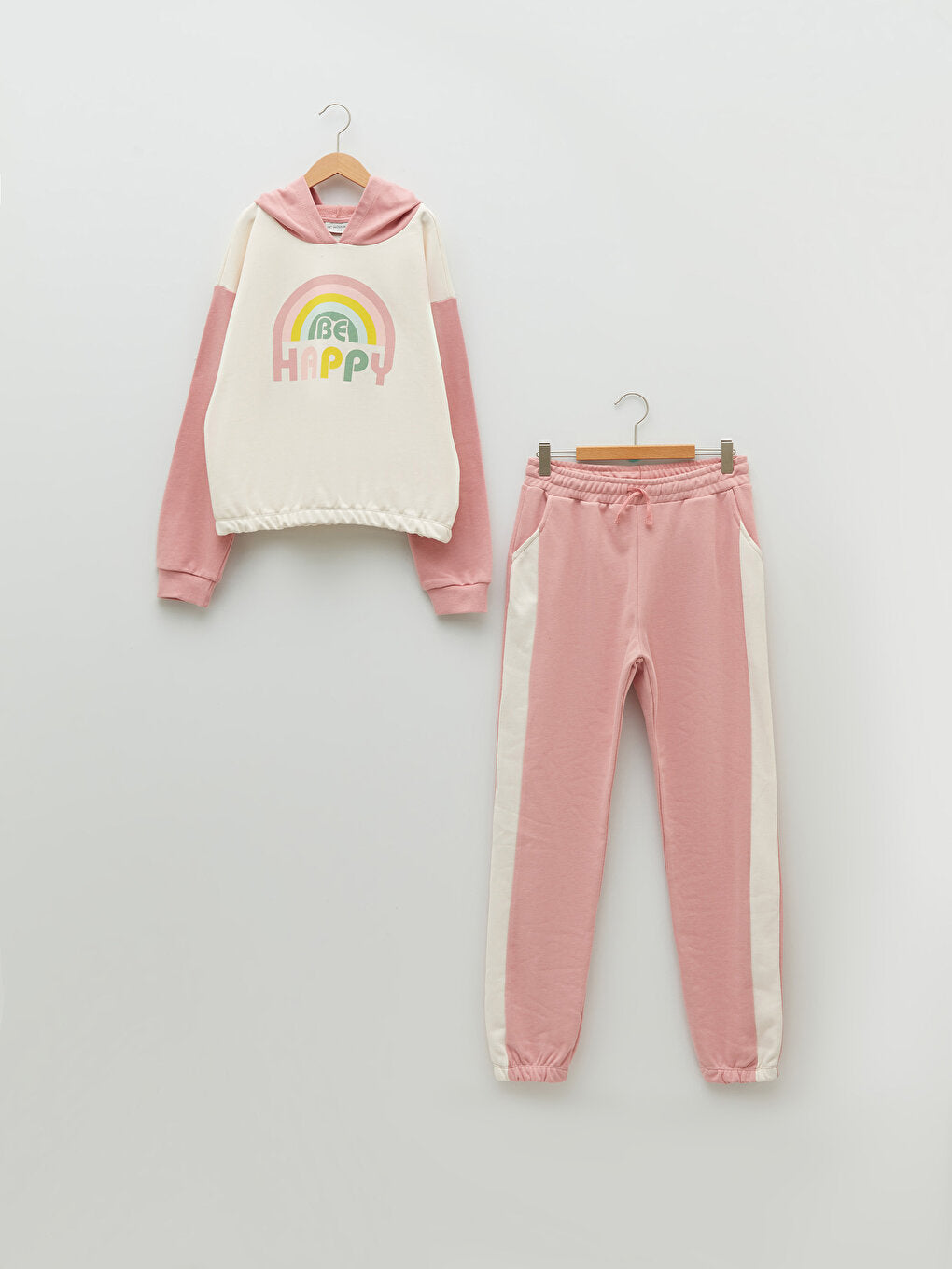 Hooded Printed Long Sleeve Oversize Girls' Sweatshirt and Sweatpants