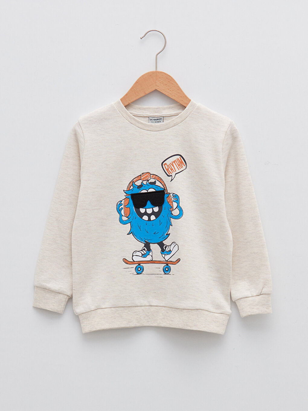 Crew Neck Printed Long Sleeve Boy's Sweatshirt